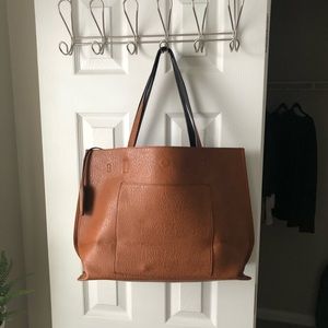 Cognac Brown Large Tote Bag